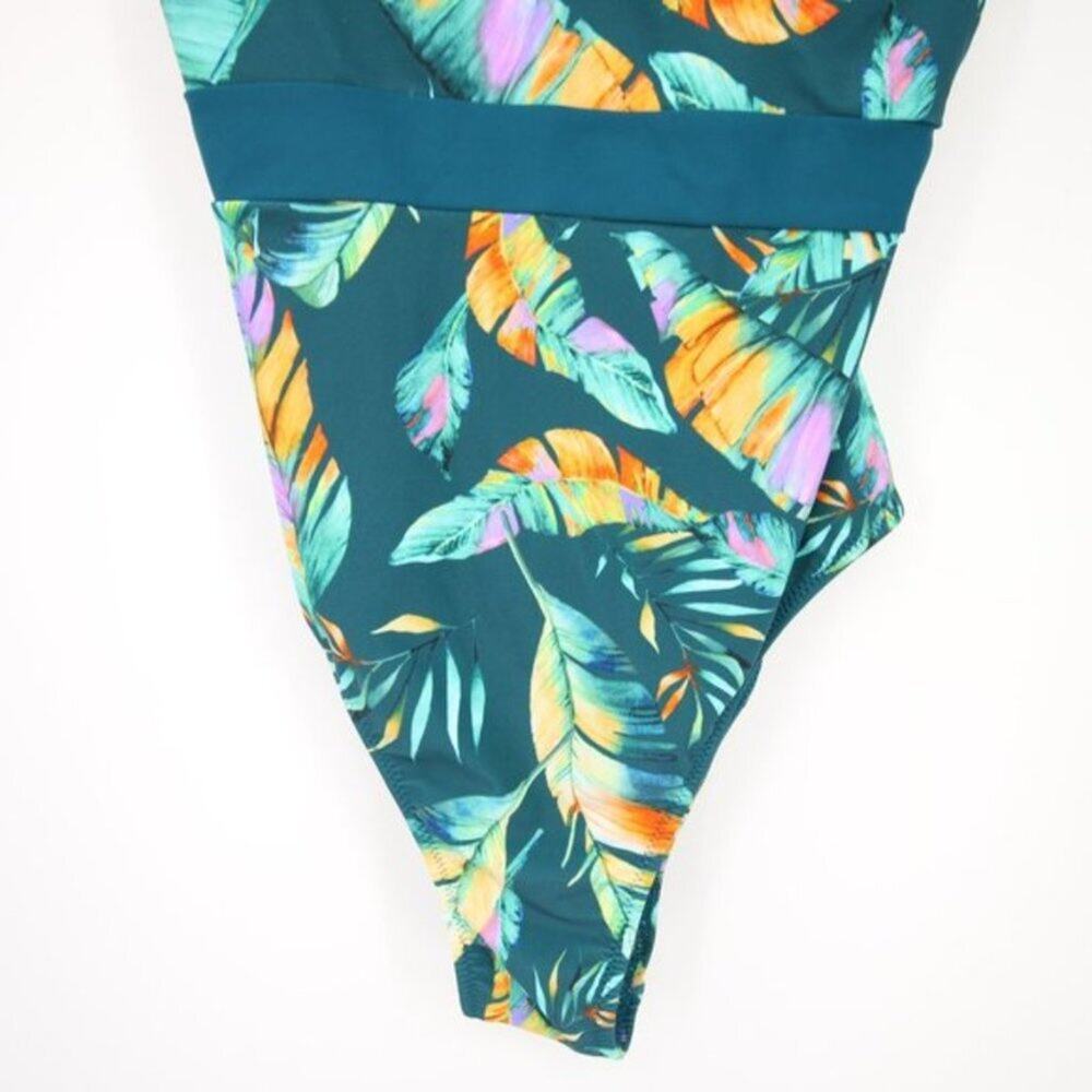 Cupshe Palm Print Green Padded One Piece Swimsuit NWT Tropical Beach Size Small - Picture 4 of 8